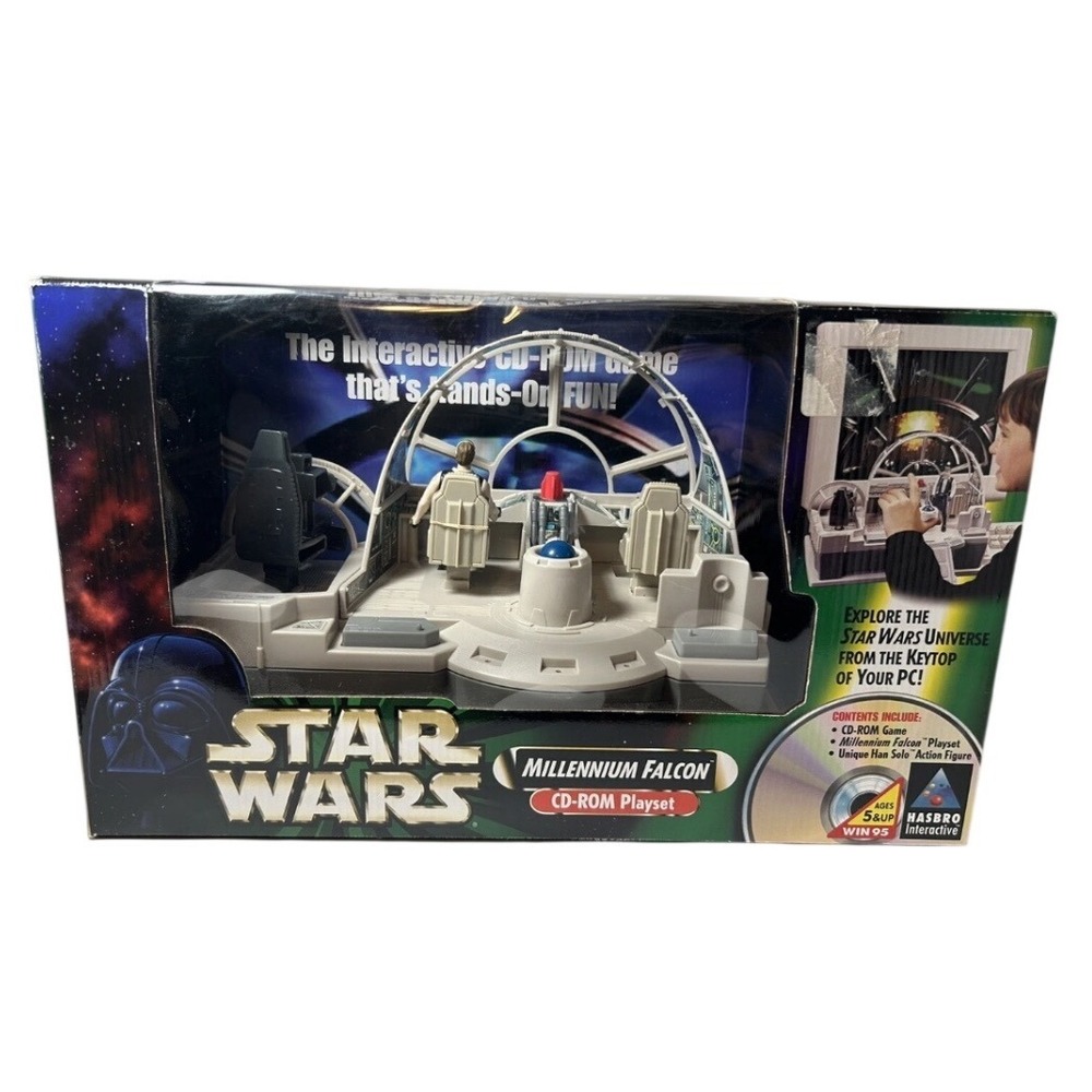 VTG 1998 Star Wars Millennium Falcon CD-ROM Playset Hasbro Han Solo Win 95 NIB